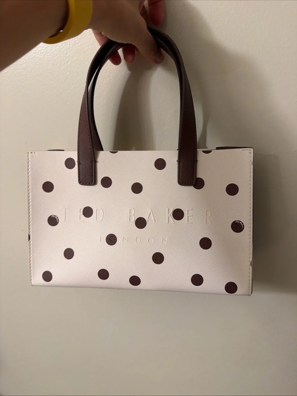 Ted Baker Cream Tote with Brown Polka Dots